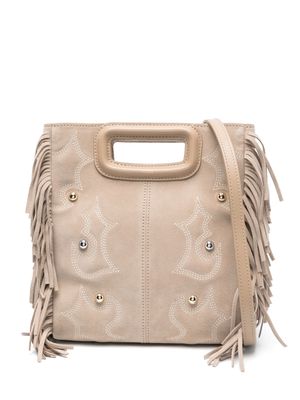 Maje embroidered studded M tote bag - Neutrals