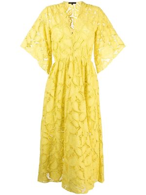 Maje embroidered V-neck dress - Yellow