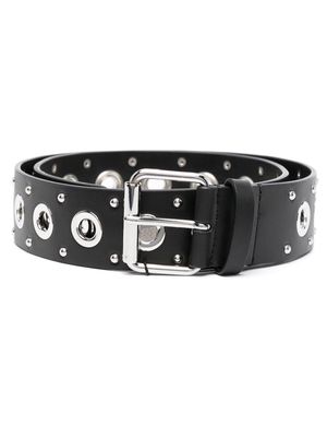 Maje eyelet-detail leather belt - Black