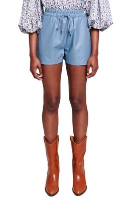 maje Faux Leather Shorts in Blue