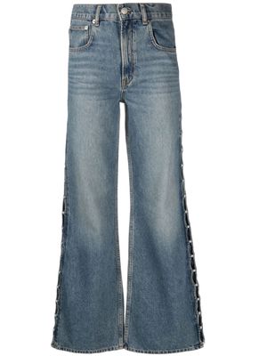 Maje faux-pearl high-rise flared jeans - Blue