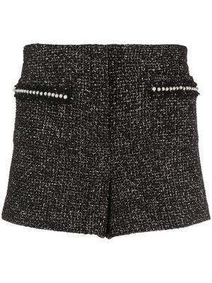 Maje faux-pearl tweed shorts - Black