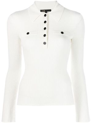 Maje fine-knit polo jumper - White