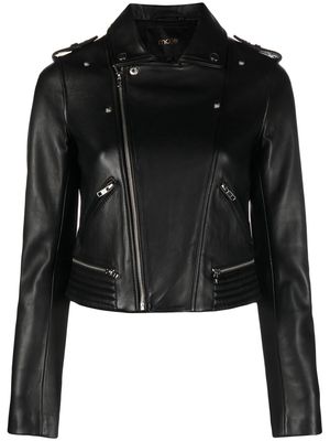 Maje fitted leather biker jacket - Black