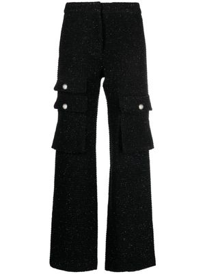 Maje flared tweed cargo trousers - Black