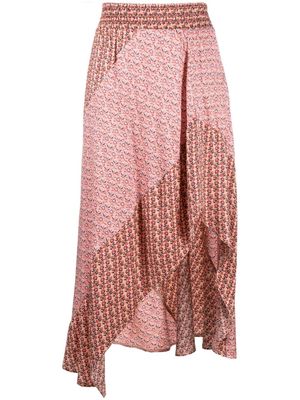 Maje floral asymmetric skirt - Pink