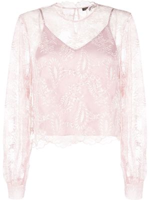 Maje floral-lace sheer blouse - Pink