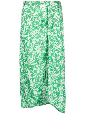 Maje floral-print asymmetric midi skirt - Green