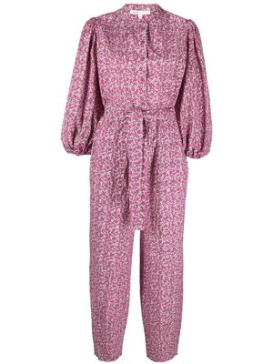 Maje floral-print belted jumpsuit - Pink