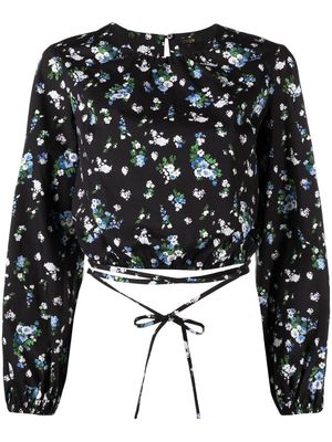 Maje floral print cropped blouse - Black