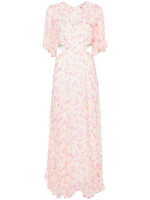 Maje floral-print draped chiffon dress - Pink