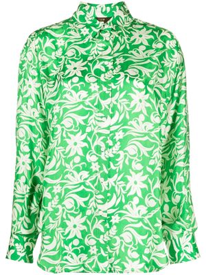 Maje floral-print satin shirt - Green