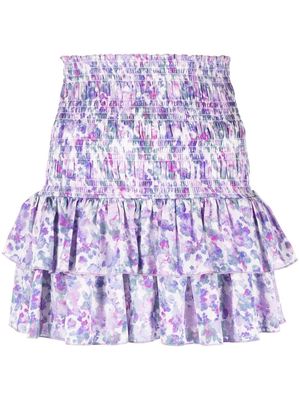 Maje floral print tiered miniskirt - Purple