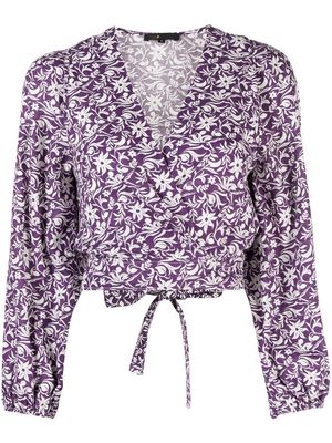 Maje floral-print V-neck blouse - Purple