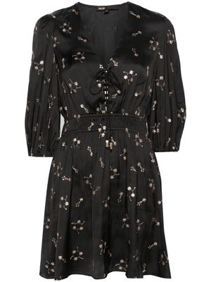 Maje floral-sequinned A-line minidress - Black