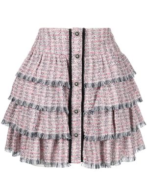 Maje frayed tweed miniskirt - Pink