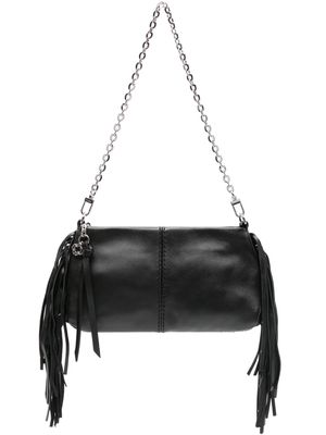 Maje fringed leather clutch bag - Black