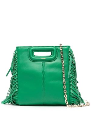 Maje fringed leather crossbody bag - Green
