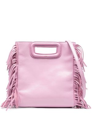 Maje fringed leather tote bag - Pink