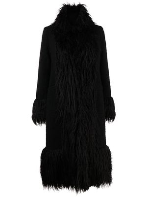 Maje Galizia faux-fur trim coat - Black