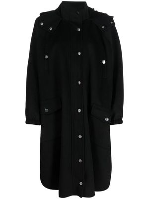 Maje Gape hooded oversized coat - Black