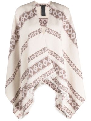 Maje geometric-pattern fringed shawl - Neutrals