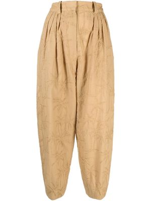 Maje high waist cotton trousers - Neutrals
