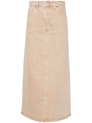 Maje high-waist denim maxi skirt - Brown