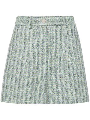 Maje high-waist tweed shorts - Green