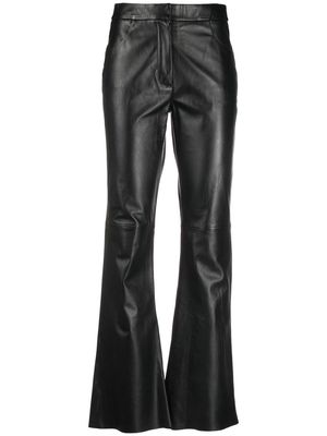Maje high-waisted flared leather trousers - Black