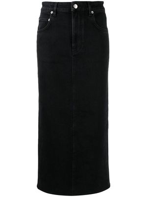 Maje high-waisted straight denim skirt - Black