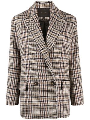 Maje houndstooth-pattern double-breasted blazer - Brown