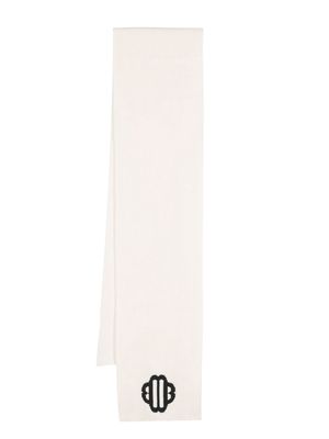 Maje intarsia-knit logo scarf - White
