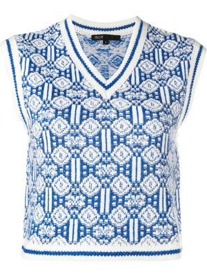 Maje jacquard-pattern knitted vest - Blue