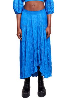 maje Japra Asymmetric Crinkle Satin Skirt in Blue