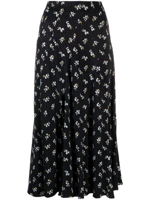 Maje Juguet floral-print midi skirt - Blue