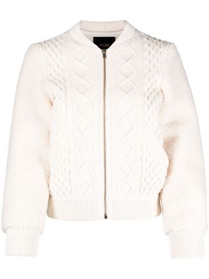 Maje knitted zip-up bomber jacket - White