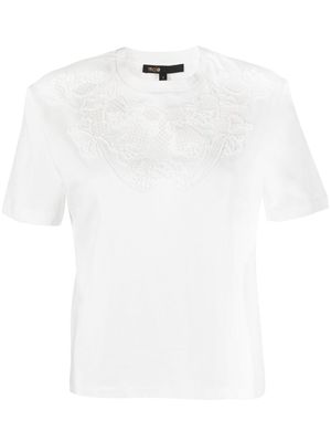 Maje lace-embroidered cotton T-shirt - White
