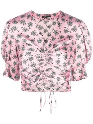 Maje Lalita floral-print cropped blouse - Pink