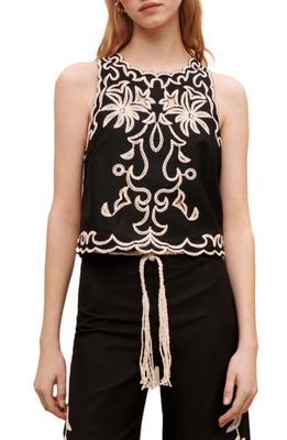 maje Lalmeraie Embroidered Cotton Top in Black