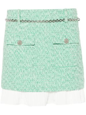 Maje layered tweed mini skirt - Green