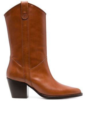 Maje leather cowboy boots - Brown