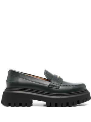 Maje leather platform loafers - Green