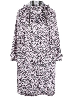 Maje leopard-print hooded coat - Pink
