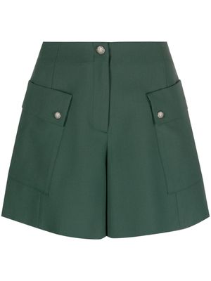 Maje logo-engraved buttons cargo shorts - Green