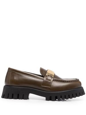 Maje logo-plaque chunky-sole loafers - Green