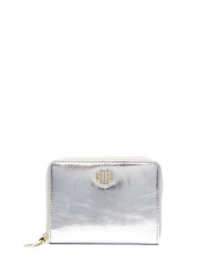 Maje logo-plaque metallic leather purse - Grey
