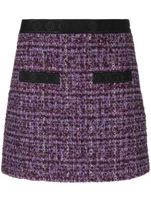 Maje logo-waistband tweed miniskirt - Purple