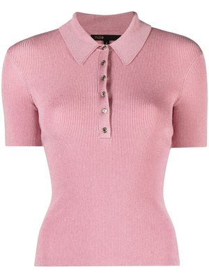 Maje lurex-knit polo top - Pink