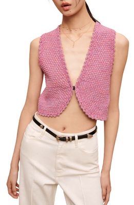 maje Mantra Tweed Crop Top in Pink